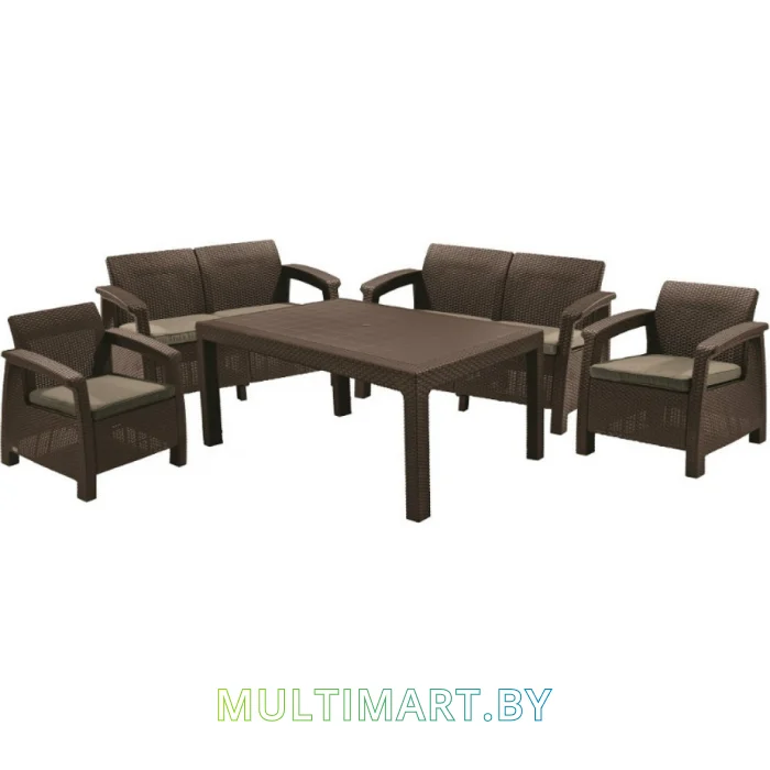 Набор садовой мебели Curver Corfu fiesta set 223230 (коричневый/серо-бежевый) 